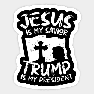 Jesus My Savior Trump President US Flag Cross Christian 2020 Sticker